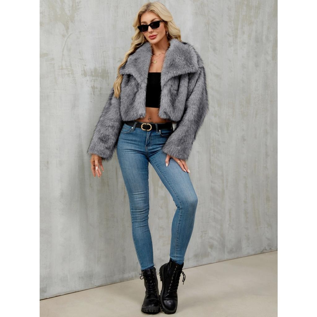 Women's Autumn and Winter New Imitation Fur Jacket Top, Women's Artificial Fur Short Plush Jacket