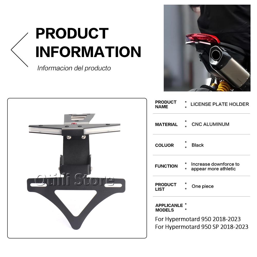 New Motorcycle Rear Short Tail Stock License Plate Holder Tailstock Bracket Kit For Ducati Hypermotard 950 / SP 2018-2023