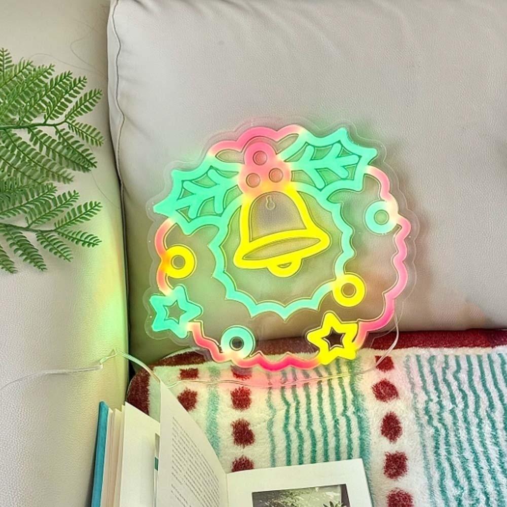 Luminous Christmas Neon Sign USB-powered Xmas Shaped Light Atmosphere Signboard  Camper