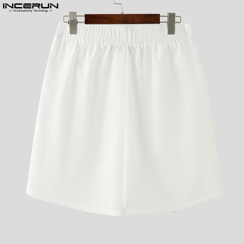INCERUN Short décontracté à lacets pour homme avec taille élastique et bande latérale