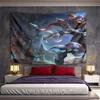 Fantasy Wall Tapestry Hooded Ninja Assassin Throwing Blades Moonlit Castle Game Art Decor for Bedroom Game Room Gift