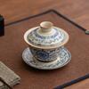 Chinese Ru Kiln Ceramic Teapot Gaiwan Traditional Handmade Blue and White Tea Pot Beauty Tea Infuser Kettle Household Teaware