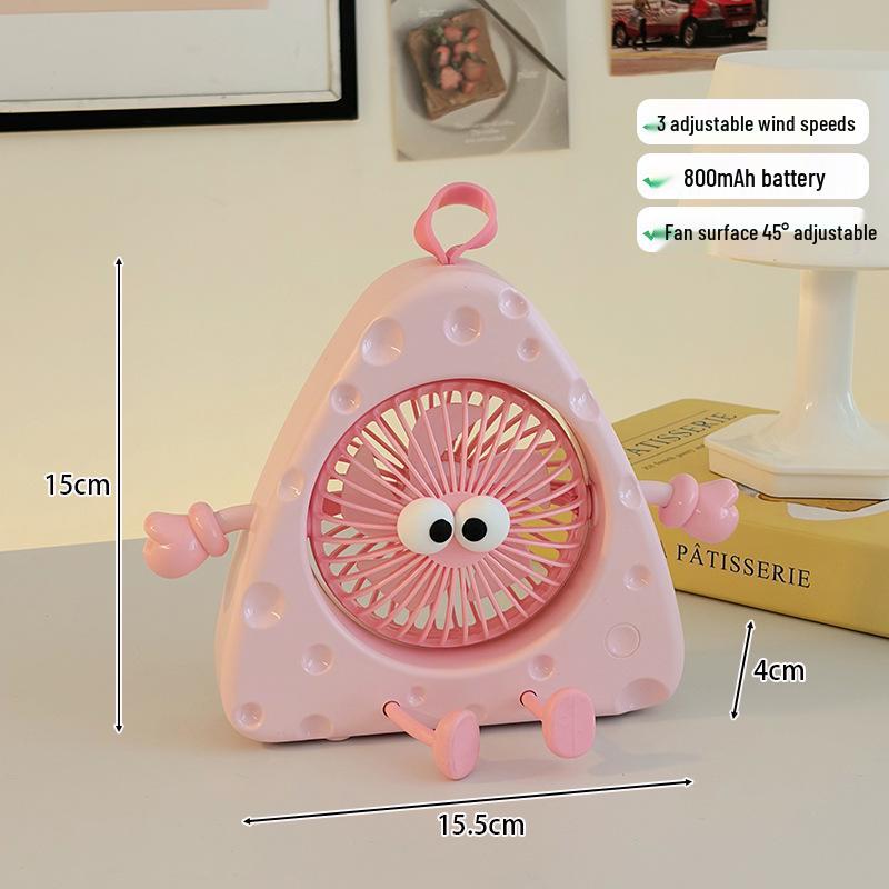 

Cute Cheese Mini Electric Desktop Fan: Summer Office & Dorm Stand Charger See Picture