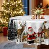 Christmas Round Tablecloth, Waterproof Christmas Table Cloth, Santa Claus, Snowman, Elk Snow Pattern