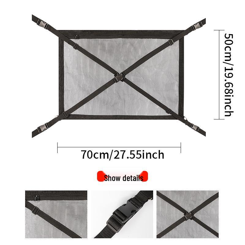 Car Roof Storage Mesh Pocket with Cross Direct Buckle - Dual Use Net for Car Roof Storage
