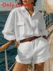 Set Casual da Donna in Cotone e Lino a Maniche Corte con Pantaloncini per Estate e Primavera