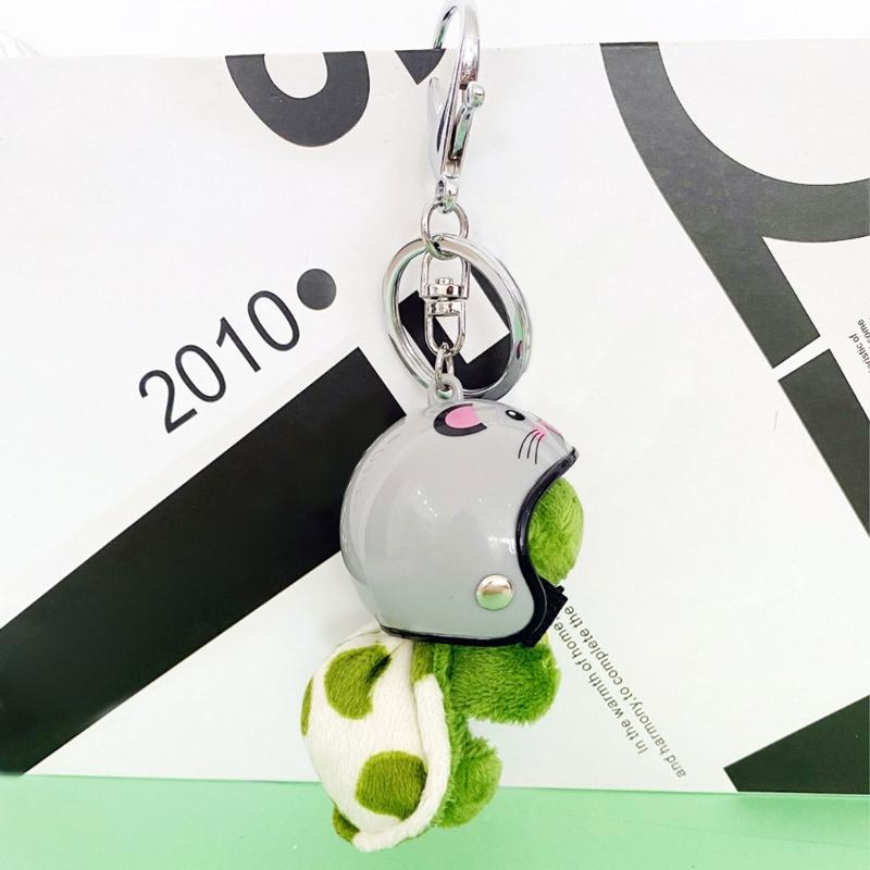 Fashion Lovely Plush Helmet Turtle Keyholder Cute Animal Keychain Bag Charm Pendant Toy Car Keyring Jewelry Party Gift