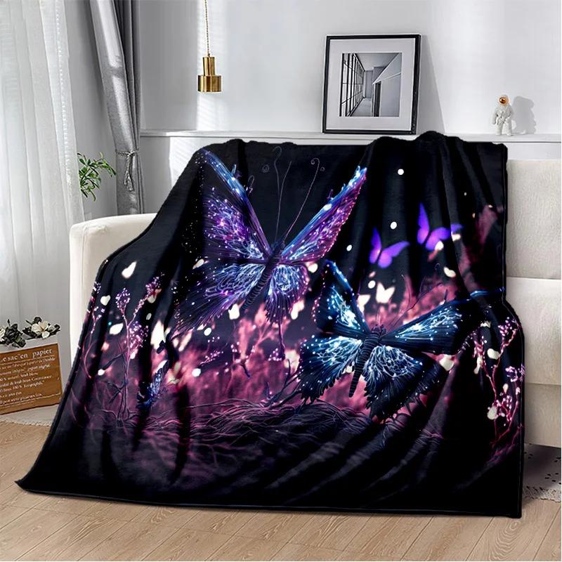 HD Fantasy Butterfly Flower Cartoon Blanket,Soft Throw Blanket for Home Bedroom Bed Sofa Picnic Travel Office Cover Blanket Kids