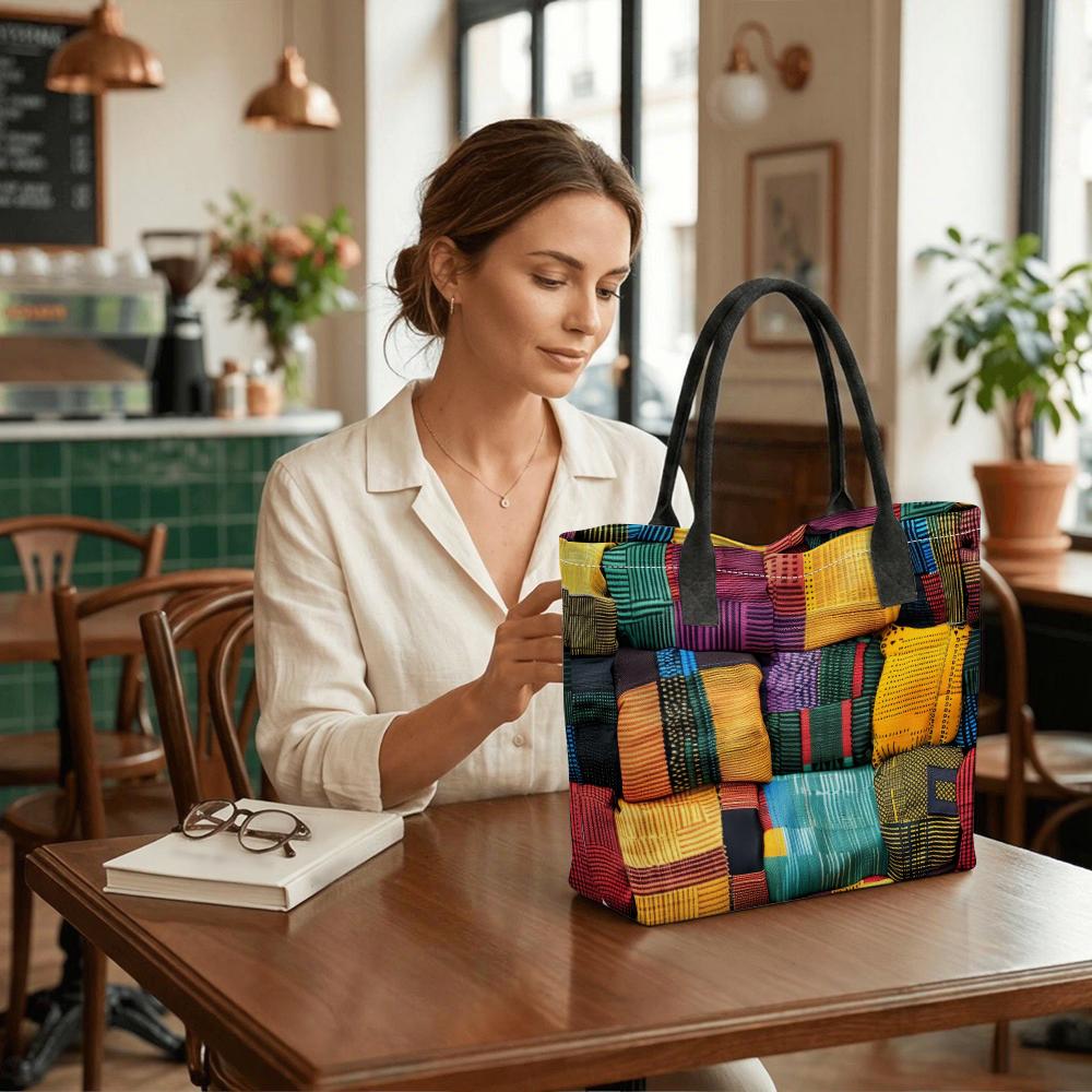 Colorful Patchwork Tote Bag for Daily Use