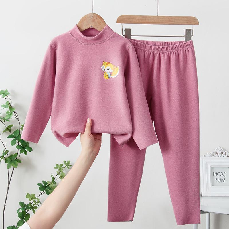 Thermo-Unterwäsche-Set für Kinder mit mittellangem Halsausschnitt – Frühjahr 2025, Flanellhosen für Kinder