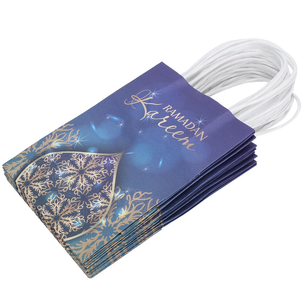 12Pcs Ramadan Gift Bag with Rope Handle Paper Packing Decorations Tote Craft SuppliesBlue