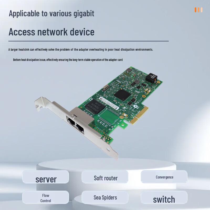 PERCKO Intel I350AM2 PCIe X4 Gigabit Dual-Port Server Network Card (CN Version)