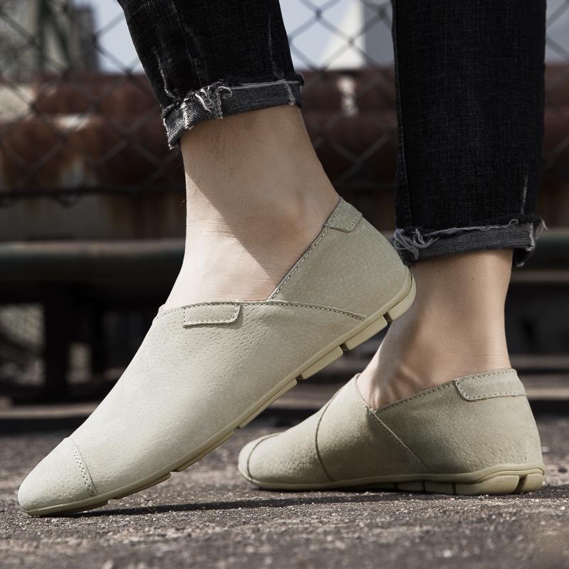 Fashion Fashion Genuine Leather Men lazy shoes Italian Casual Leather Slip on Minimalist Loafers Brand Comfy Soft Bottom Driving Shoes