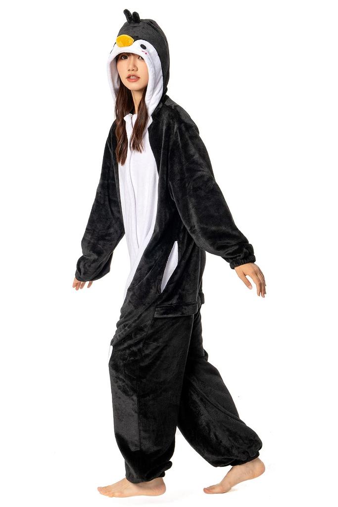 OLAOLA Penguin Kigurumi Pajamas for Animal Warm Fluffy Cold Cute Adults, Costume, Loungewear, Flannel, Protection, Unisex, (Size L, 175-185)