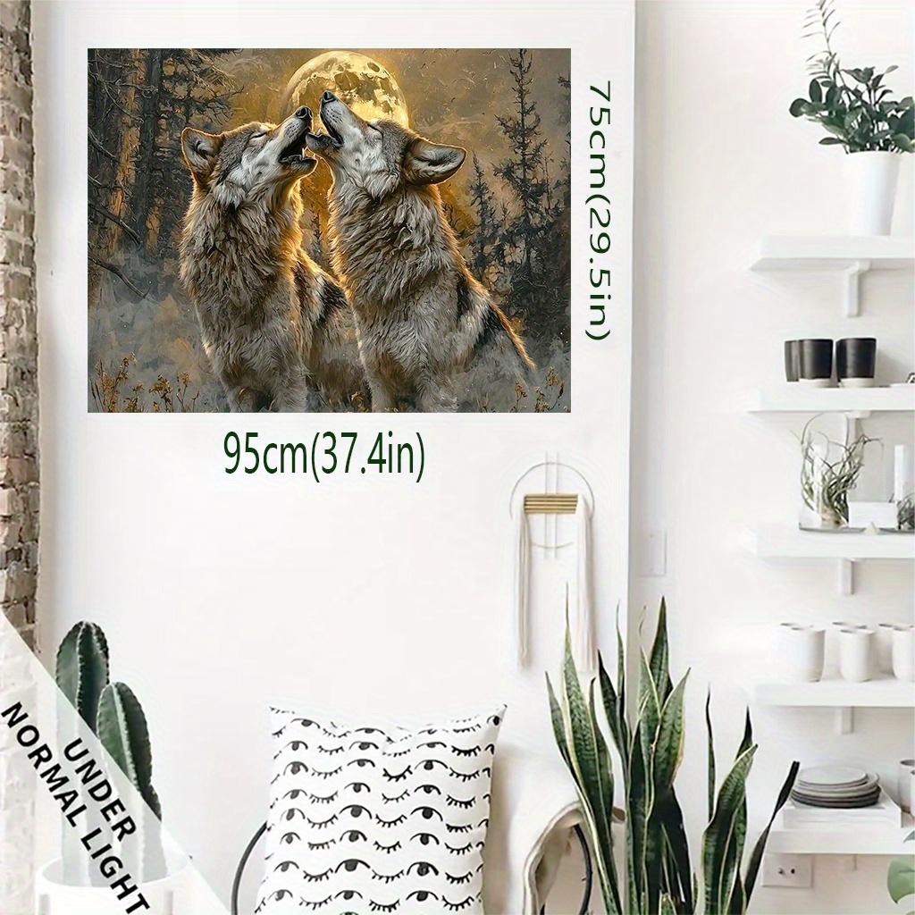 1Pc Howling Wolves Tapestry Wall Hanging, Decorative Fabric Poster for Bedroom, Living Room, Dorm & Home Decor