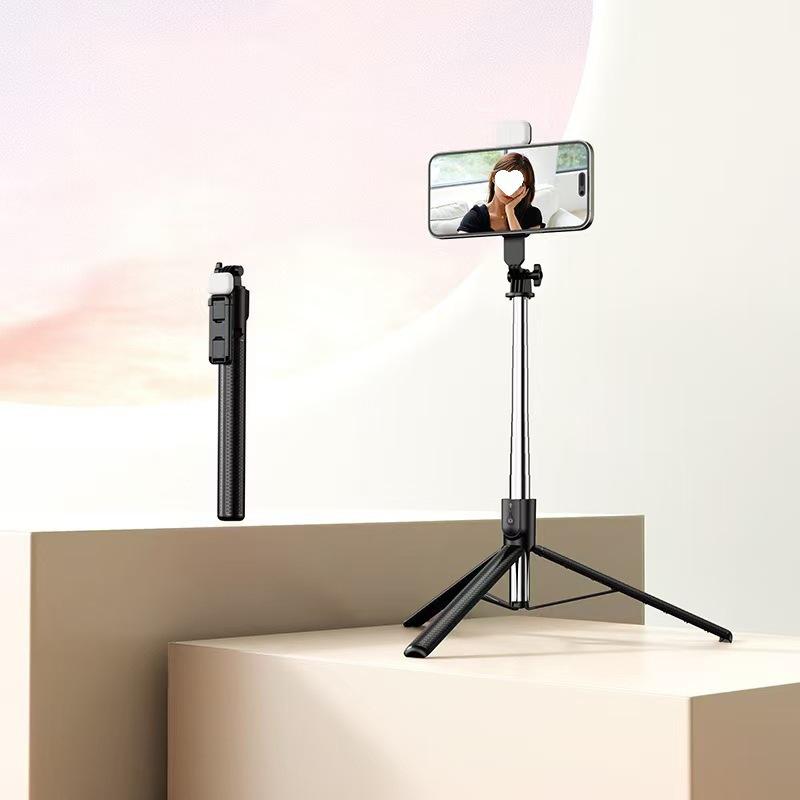 Bluetooth Selfie Stick & Tripod: Extendable Phone Holder for Live Streaming & Photography.