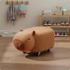 Capybara Voetenbankje Met Wieltjes Zacht Bekleed Zacht Fluweel Bekleding Dierlijke Poef Stoel voor Kinderen,