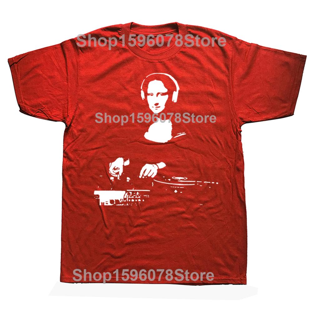 Funny DJ Mona Lisa Graphic T Shirts Men Women Pure Cotton Humor Streetwear Tee Shirt Short Sleeve Unisex Loose Clothing