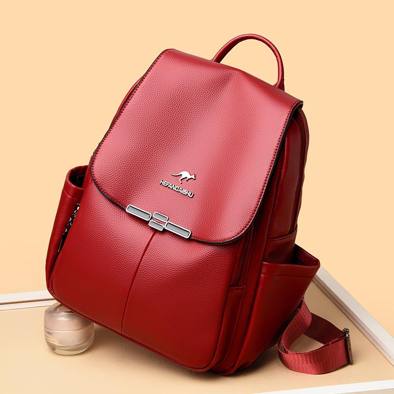 Lederrucksack Damen Reiserucksack mit großem Fassungsvermögen