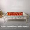Serving Tray with Handles Embossed Metal Serveware Easy To Clean