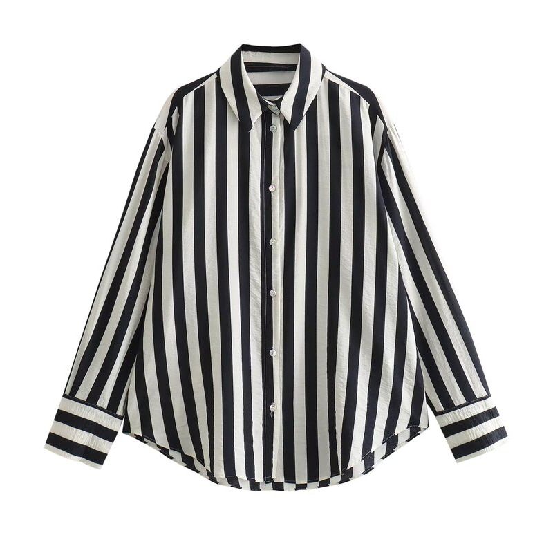 Fashion Style 2024 Spring New Women's Clothing Refined Stylish and Versatile Long Sleeves Stripes Shirt 3666061 070