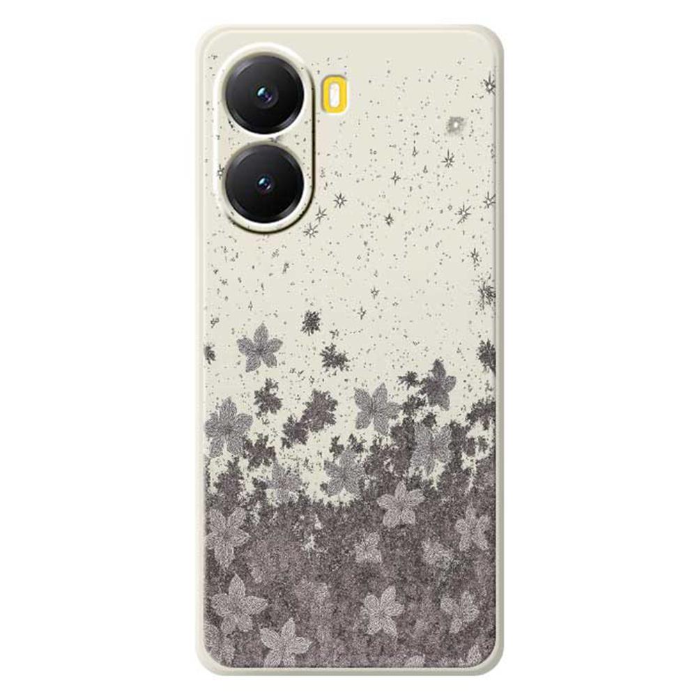 For Xiaomi Redmi Turbo 4 5G/Poco X7 Pro 5G Case Grey Flowers Pattern Printing Straight Edge TPU Phone Back Cover