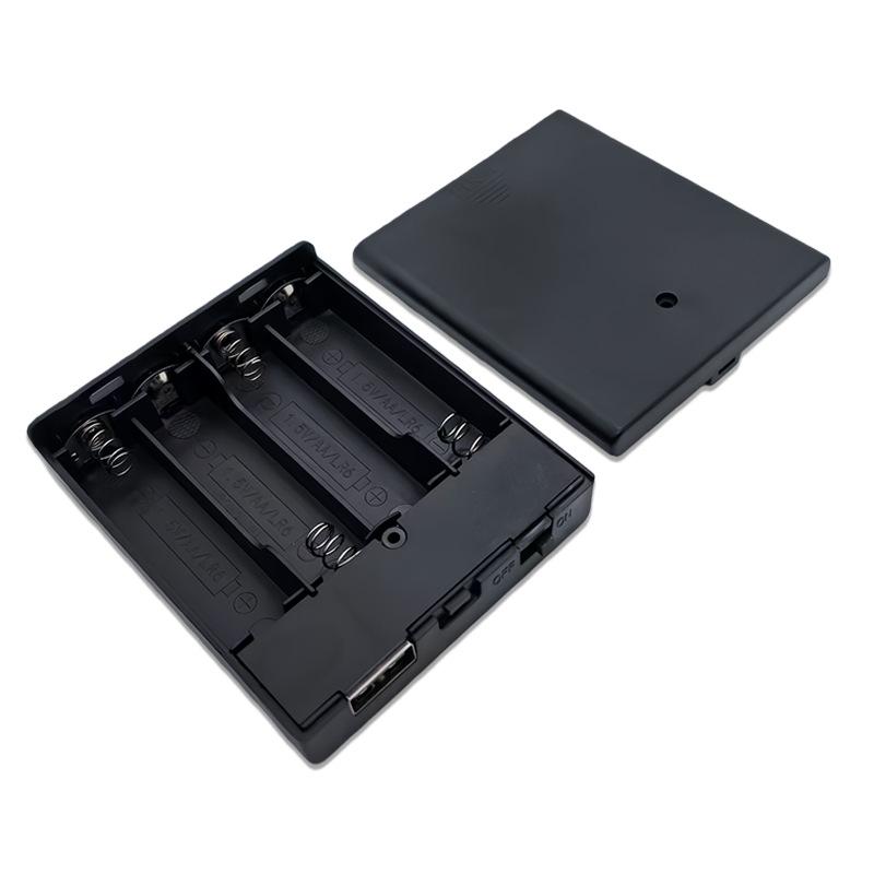 1Pcs 4 Slots AA Battery Holder No.5 Battery Case With Power Switch And USB Socket No Light AA Battery Box
