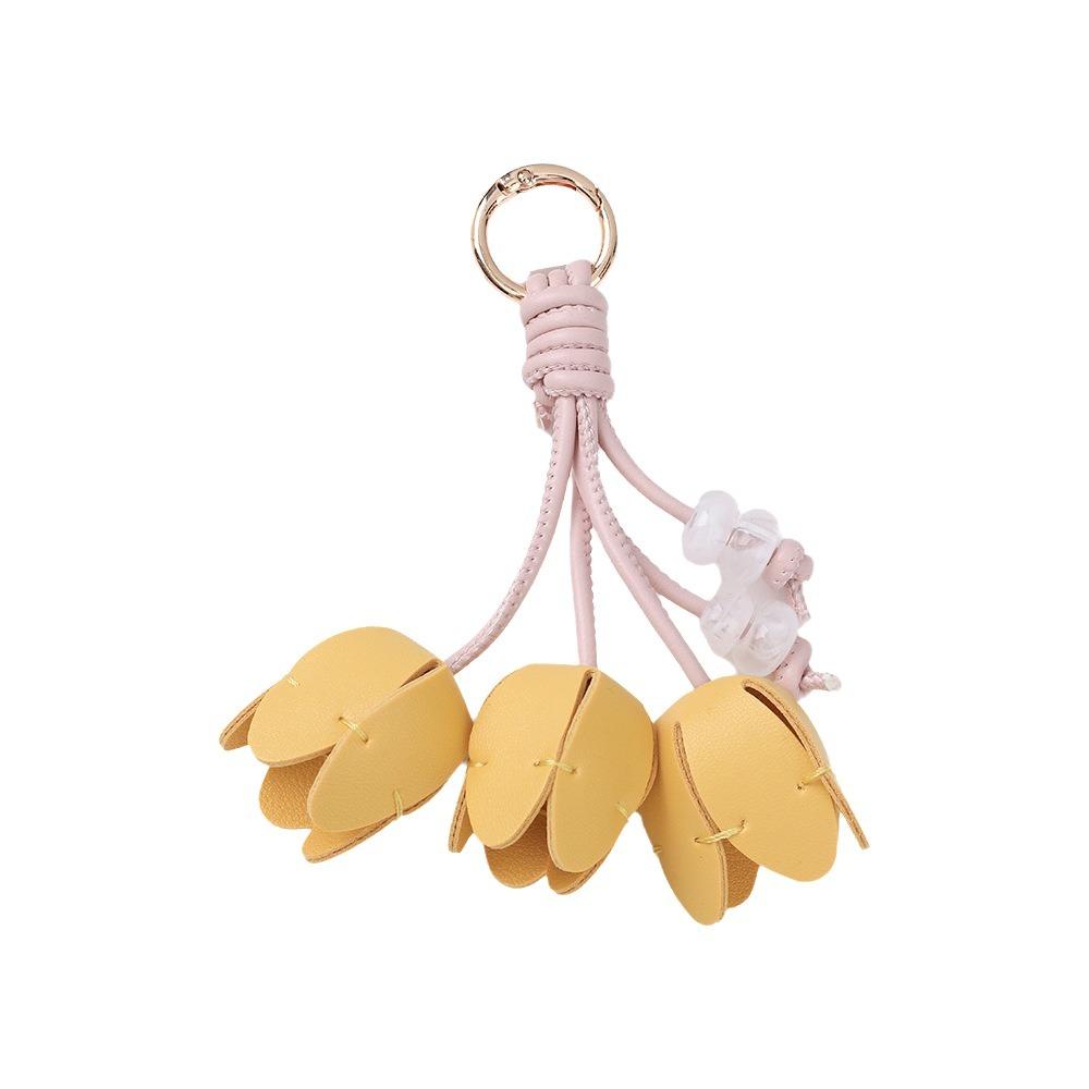 Tulip Shape Bag Charm Gold Tone Decorative Charm Elegant Keychain Pendant Gift Accessory