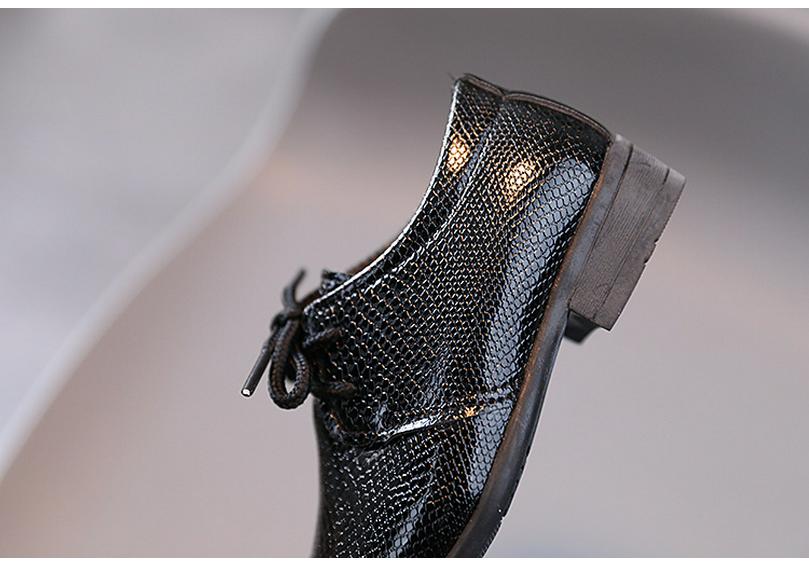 Boys' British Style Leather Lace-up Shoes - Spring/Autumn 2023, Black Performance for Students