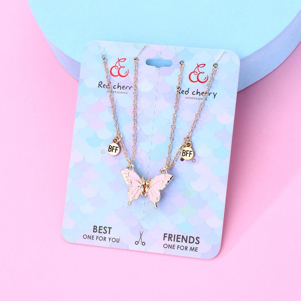 Cross-Border Butterfly Magnet Stone Necklace - Best Friend Alloy Pendant