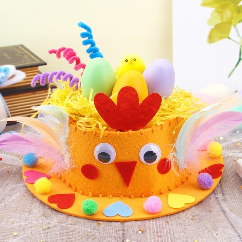Handmade Decorations Easter Hats Colorful Eggs Bunny Chick Cartoon Cap DIY Craft Kit  Easter Party