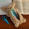 Cute Soft Plush Puppy Pencil Pouch Large Capacity Pencil Pouch Student Stationery