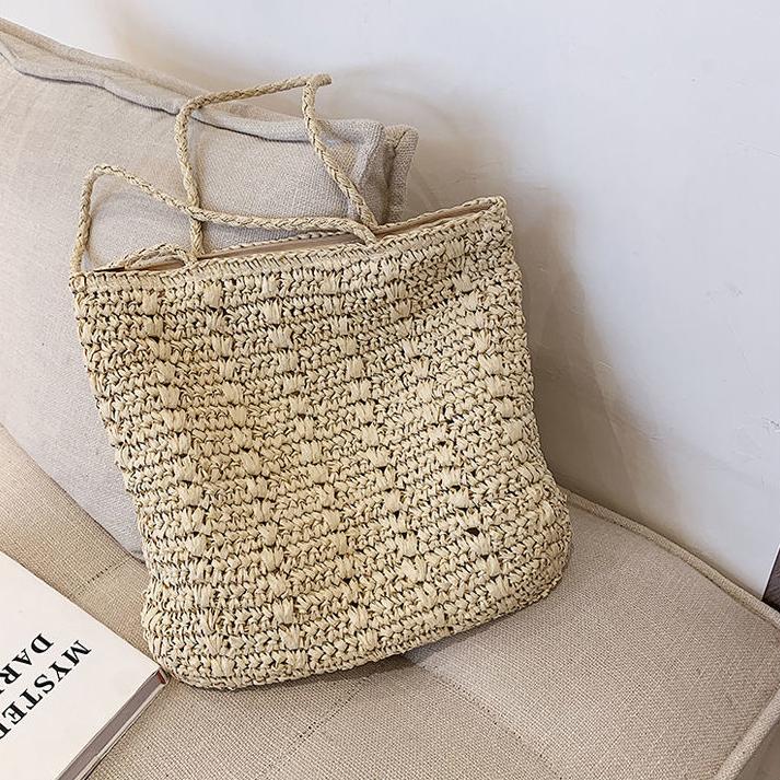 Yogodlns Classic Summer Woven Bag Women Beach Shoulder Bag Casual Large Capacity Straw Totes Bag Ladies Travel Shopping Handbag and Purse