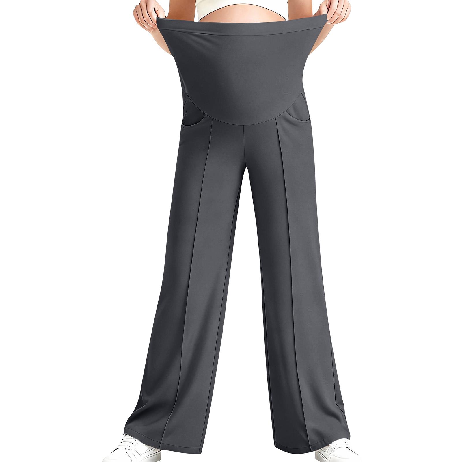 

Брюки для йоги для беременных, с карманом на животе, эластичные широкие брюки для работы/повседневной носки, брюки для беременных для дома L