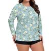 Women's Printed Large Size Long Sleeve Swimsuit Sun  Jacket Quick Dry Hiking Top