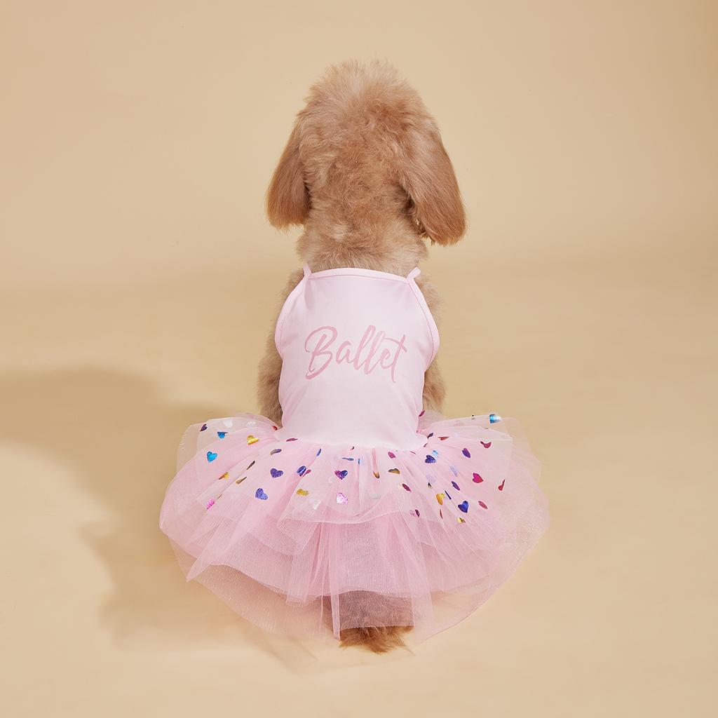 Dog Dress for Small Dogs  Costume Love Heart Sequins Puppy Tulle Princess Dresses Doggie Pet Summer Clothes Apparel for Dogs Cat