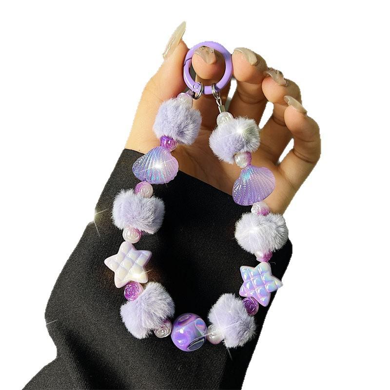 Nuova Catena per Telefono Autunno Inverno con Pom-Pom, Stella Marina, Conchiglia e Perline per Donne, Catena per Telefono alla Moda, Cinturino da Polso Portatile
