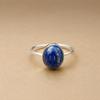 925 Sterling Silver Lapis Lazuli Ring – Minimal Oval Blue Gemstone Statement Ring for Women