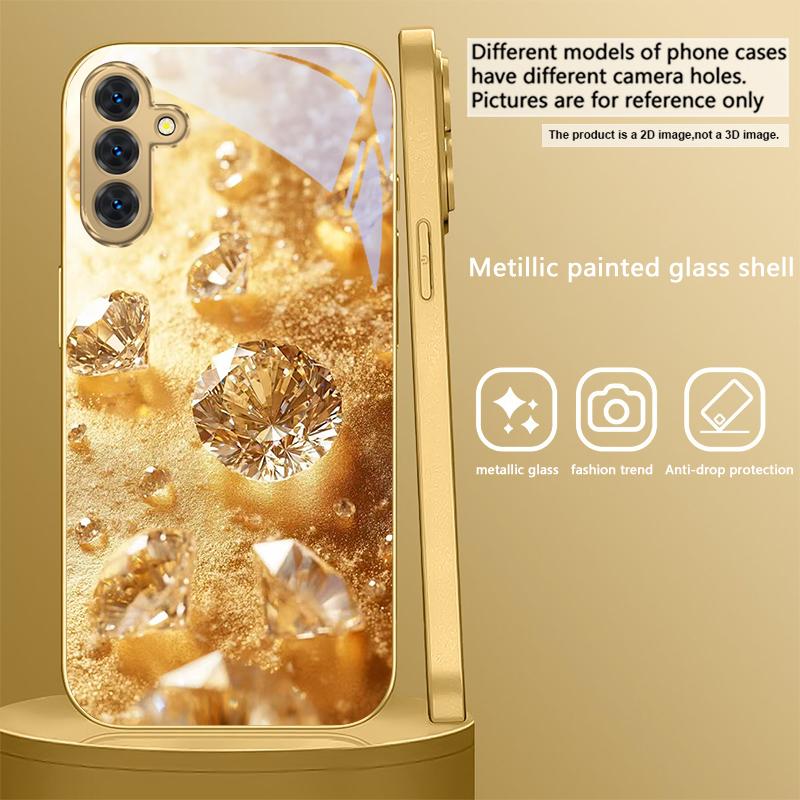 Diamants or brilliant Pour Samsung A 31 32 A33 A34 35 14 A15 13 A16 25 26 50 52 53 54 55 56 70 71 72 73 Étui de téléphone en verre doré