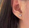Nuovi Orecchini Vintage 100% Puro Argento Sterling 925 Mini Farfalla Stud per Donne Pavé Completo Zirconia 5a Gioielli Raffinati di Lusso