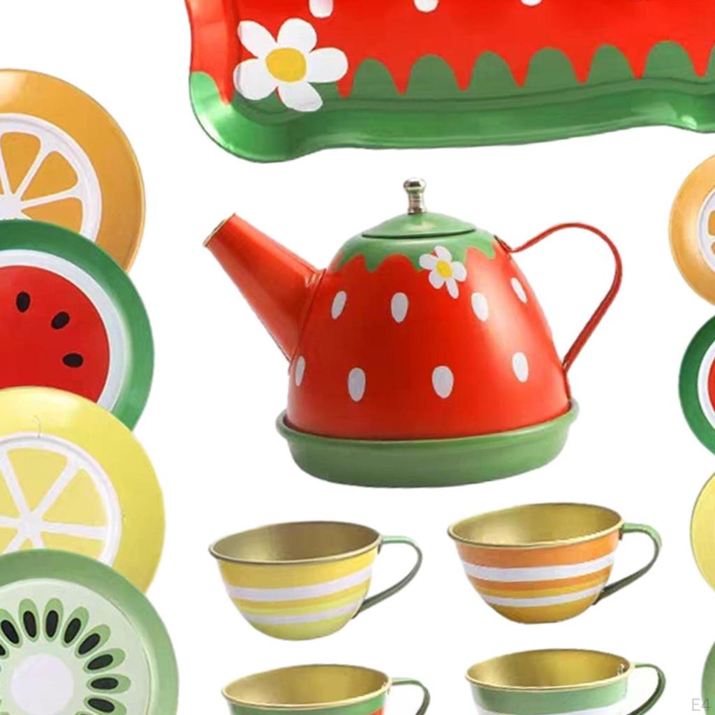 Nachmittagstee-Set Spielzeug Kleinkinder Pädagogisch Prinzessin Teekanne Tassen Tablett für Alter 3 4 5 6