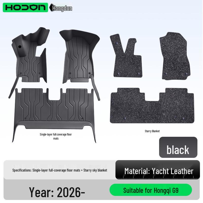 Custom Floor Mats for Hongqi G9 2026: Full Coverage Car Interior Carpet for Five-Six Seaters