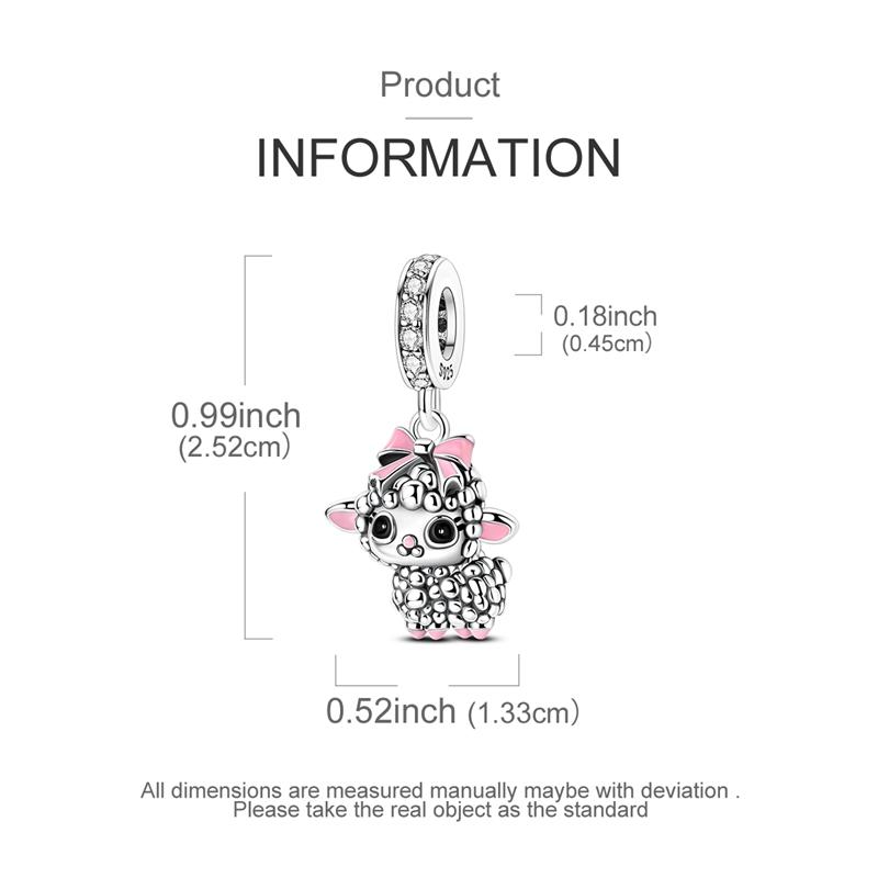 Original 925 Sterling Silver Bead Charms Pink Bow Cute Baby Sheep Pendant Fit Original Bracelet For Women DIY Jewelry Gift