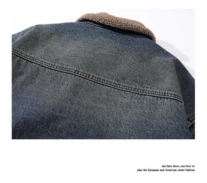 Men's Retro Maillard Lambswool-Lined Winter Denim Workwear Jacket