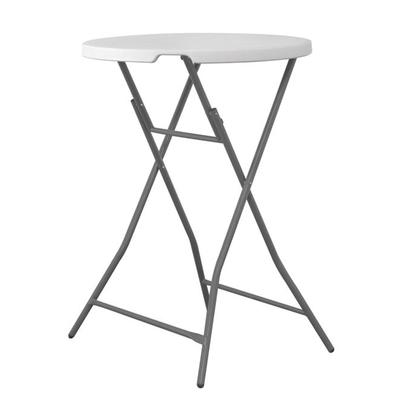 Składany stół barowy cateringowy, biały, okrągły, średnica 80cm, do 80kg, Hendi 810958