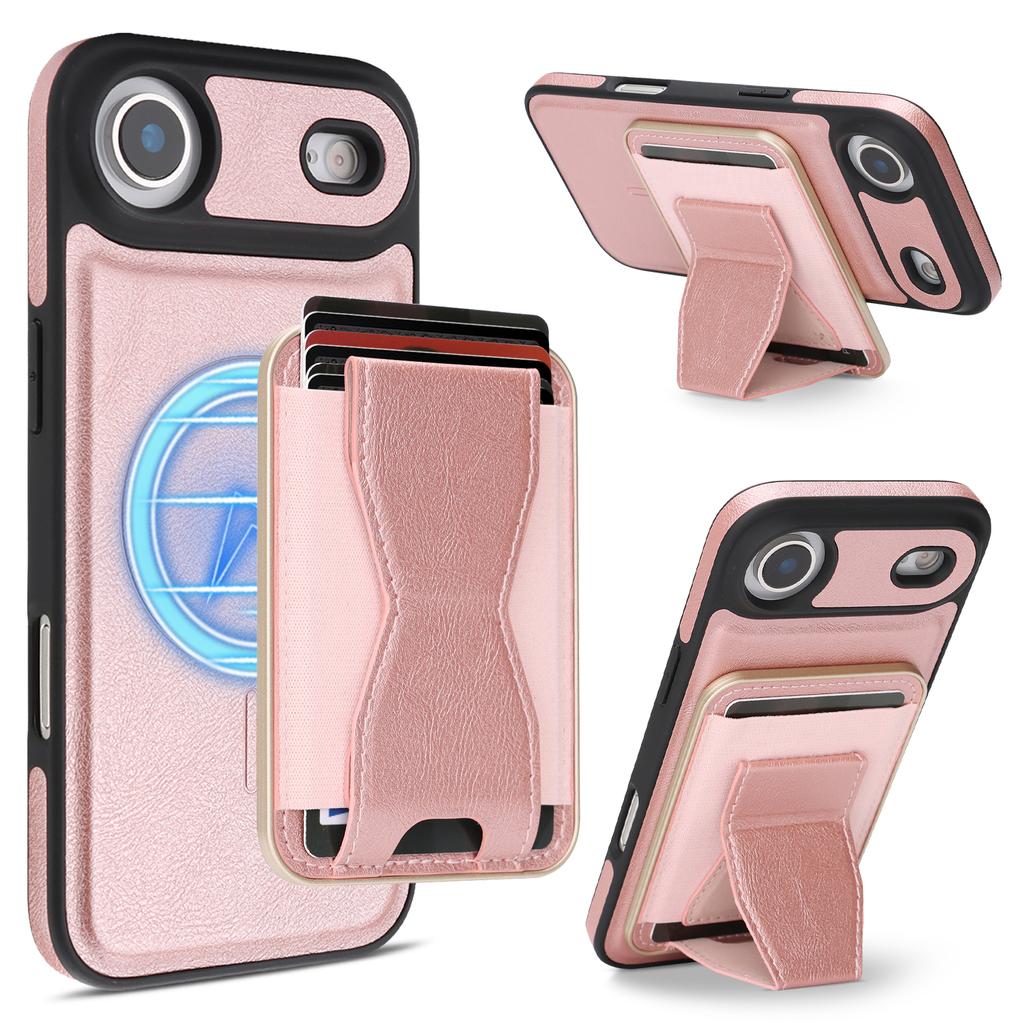 For iPhone Air Case Compatible with MagSafe Leather Back Phone Cover with Detachable Card Holder Kickstand