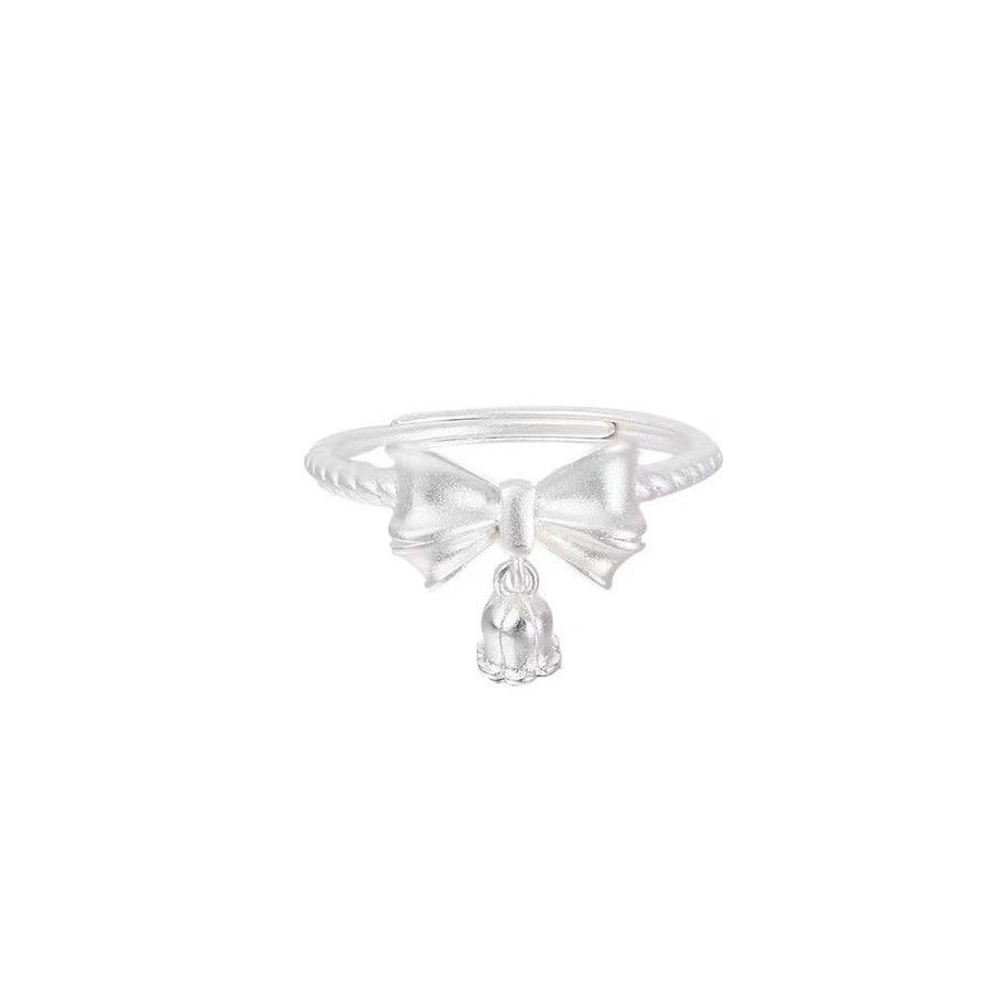 Lily Flower Bowknot Open Ring for Women - Versatile Trendy Index Finger Jewelry