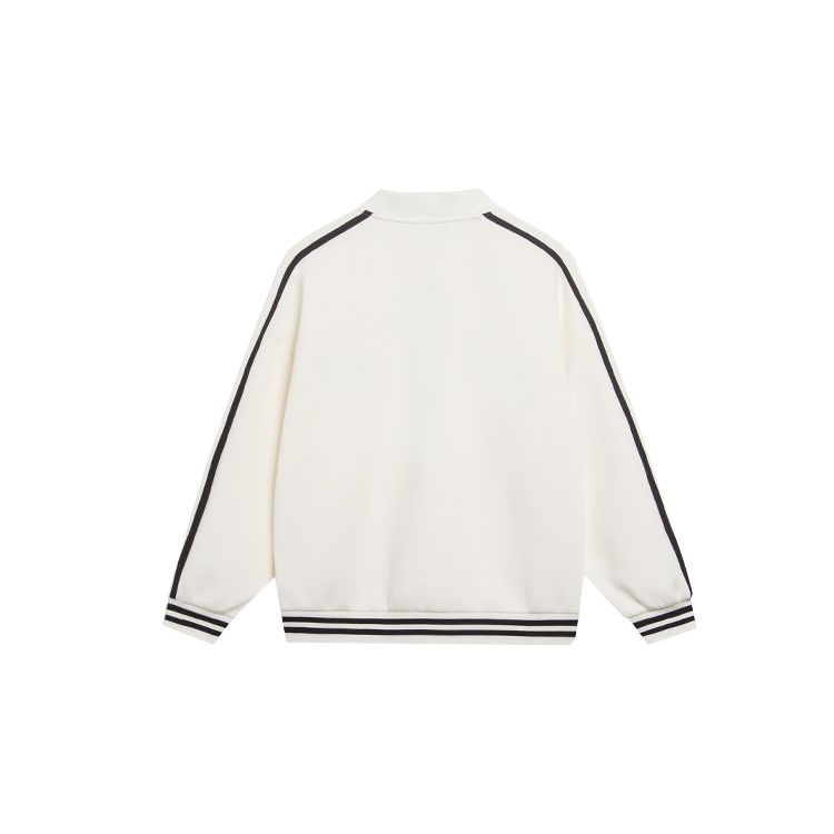 LiNing Sports Lifestyle Series Color Block Logo Letter Embroidered Sports Cardigan Long Sleeve Baseball Jacket Unisex Jackets Off-White AWDU913-1