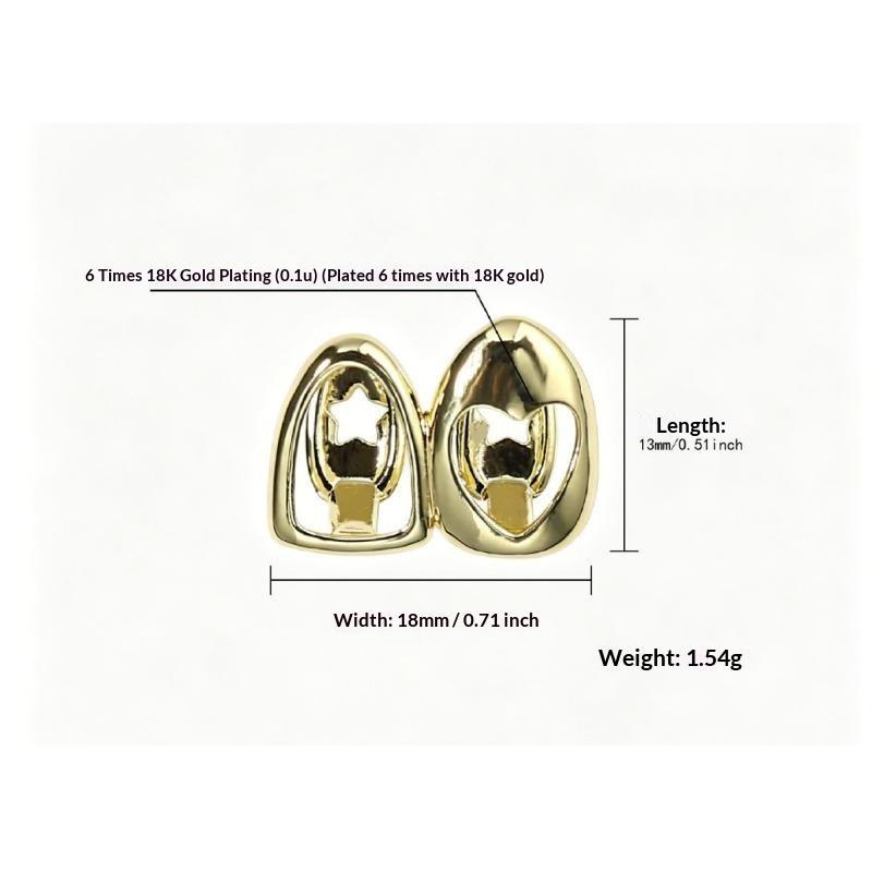 1 Pcs Hip Hop Hollow Heart Tooth Grillz For Women Gold / Silver Daily Wearable Tooth Jewelry Dental