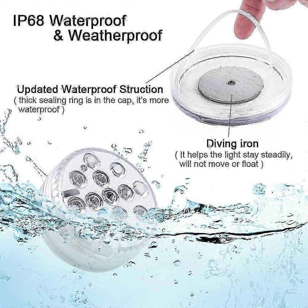 Underwater Light, Led Underwater Lights Pool Lighting Magnetic Waterproof Light With Remote Control, Ip68, 13 Leds Color Changing Led Underwater Festi
